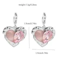 Korean style sweet pink crystal heart alloy earrings fashion daily cute accessories 1.9cm - 6