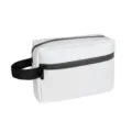 White PU leather toiletry bag with waterproof zippers and handle, travel cosmetic organizer. - 22x16x7cm / White