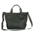 Dark green nylon crossbody tote bag, casual daily travel handbag with shoulder strap. - 2nd Gen Army Green