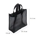Zwarte mesh tote bag draagbare shopping opbergtas voor reizen cosmetische tas - Verticaal / Zwart