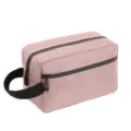 Pink oxford cloth travel toiletry bag with black handle and double zipper layers. - Large with Lining Pink 22*16*10cm