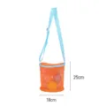 Bright orange mesh beach toy storage bag for kids with adjustable blue shoulder strap - Large Orange With Blue Strap