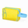 Lebendiger gelber Netz-Kosmetikbeutel mit blauem Reißverschluss, tragbare Reisetasche. - 17*11*8 cm / Gelb