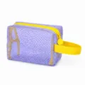 Lila Netz Kosmetiktasche mit gelbem Reißverschluss, tragbare Make-up Aufbewahrungstasche. - 17*11*8 cm / Hellviolett