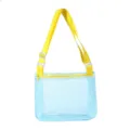 Kids Beach Mesh Bag Toy Storage Shoulder Bag Light Blue with Yellow Strap Variant - Light Blue with Yellow Strap