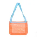 Children beach mesh bag single shoulder toy storage bag orange with blue straps lightweight - Orange With Blue Strap