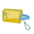 Gelbe und blaue Mesh Strand Kosmetiktasche, tragbare Aufbewahrungstasche mit Reissverschluss. - 17*11*8 cm / Gelb mit Tragegriff
