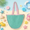 Children beach mesh toy storage bag green handbag summer outdoor sand toys organizer bag - Green Pink Strap Semi-Circular Beach Bag 23*32*8cm