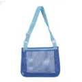 Blue kids mesh beach bag toy storage shoulder bag lightweight breathable outdoor travel - Royal Blue with Blue Strap