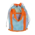 Kids Beach Mesh Bag Blue Orange Drawstring Toy Shell Storage Tote Bag Variant Item - 22x22x34cm / Blue with Orange Strap Handheld Beach Bag 22x22x34cm