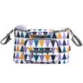Stroller organizer bag with colorful geometric triangle pattern, large capacity mummy bag for bottles. - Colored Triangle