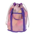 Children mesh beach bag pink toy storage bag portable seashell gathering bag organizer - 22x22x34cm / Pink with Purple Strap Handheld Beach Bag 22x22x34cm