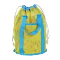 Kids beach mesh toy bag breathable shell storage bag portable travel shoulder tote bag - 22x22x34cm / Yellow with Blue Strap Handheld Beach Bag 22x22x34cm