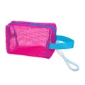 Rosa Netz Kosmetiktasche Strandtasche mit blauem Reissverschluss und Tragegriff Aufbewahrung - Rosérot mit Griff