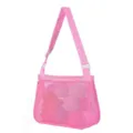 Grand sac de plage en filet rose, sac bandoulière transparent pour jouets et coquillages. - 24*20cm / Rose