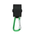 Stroller hook carabiner with nylon strap, durable locking climbing buckle for daily use. - Green