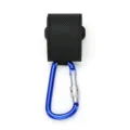 Heavy Duty Locking Carabiner Clip with Black Strap for Stroller and Outdoor Use - Blue