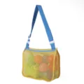 Kids beach mesh toy storage bag yellow shoulder bag outdoor travel portable toy tote bag - 21x25x8cm / Yellow with Blue Strap, 21x25x8cm