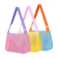 Kids mesh beach bag toy storage tote bag breathable single shoulder travel bag colorful. - 3-Piece Set / Pink Purple + Yellow Pink + Blue Orange Strap Set of 3