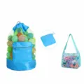 Children mesh beach bag toy storage tote foldable lightweight breathable blue shoulder bag - Two-Piece Set / Green Mesh Beach Backpack Blue Bag + Green Dinosaur Print Shoulder Mesh Bag
