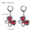 Dark punk style red rhinestone butterfly earrings with gothic metal design and drop crystals. - Butterfly Rhinestone Style