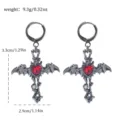 Gothic bat wing heart cross earrings punk dark style red crystal drop earrings jewelry - Bat Wing Cross Style