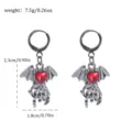 Gotische Punk Skelett Hand Fledermaus Flügel rote Herz Edelstein Ohrringe Damen Schmuck. - Totenkopf Hand Herz Stil