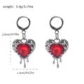 Dunkle Punk-Stil schmelzende Herz rote Kristall Ohrringe, gotische silberne Metall Schmuck. - Lava-Herz-Stil