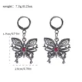Dunkle Punk Schmetterling Ohrringe mit rotem Strassstein, gotischer Legierungs-Schmuck. - Schmetterling Dekonstruktion Stil