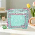 Cyan mesh cosmetic bag see-through travel pouch hollow storage organizer for daily use. - 12*12*6cm / Green