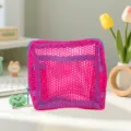 Pink mesh makeup bag, hollow see-through travel beach pouch and portable cosmetic organizer. - 12*12*6cm / Rose Red