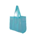 Light blue mesh beach bag large capacity tote bag for toys and toiletries storage durable nylon - 33x36x7cm / Blue
