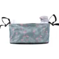 Stroller organizer bag pram storage bag with cute flamingo pattern for baby travel. - Blue Firebird