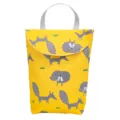 Cute yellow cartoon animal print baby diaper bag with hanging strap, portable storage pouch. - S / Yellow Squirrel