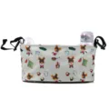Cute bear pattern stroller organizer bag with hanging straps for baby pram storage accessories. - Beige Bear