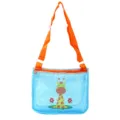 Kids cute mesh beach bag blue shoulder toy storage bag for travel outdoor activities - Blue Giraffe with Flower