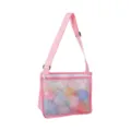 Pink mesh beach bag for kids, children toy storage and shell collecting shoulder bag. - 21*25*10cm / Pink Shell
