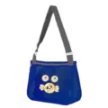 Kids blue mesh beach bag for toys and seashells, cute cartoon crossbody storage bag. - Dumpling Crab