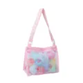Pink mesh beach bag for kids, portable toy storage shoulder bag with cute prints and adjustable strap. - 21*25*10cm / Pink Jellyfish