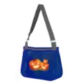 Kids Halloween mesh beach bag toy storage shoulder bag with cute pumpkin print blue - Glowing Pumpkin