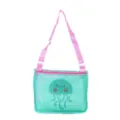 Kids Cute Mesh Beach Bag Toy Storage Shoulder Bag Mint Green with Jellyfish Print - Green Jellyfish