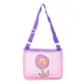Pink mesh kids beach bag with purple strap and cute flower pattern, lightweight toy storage bag. - Pink Sunflower