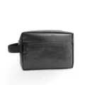 Black PU double-layer toiletry bag, portable travel wash bag for men and women storage. - 22x16x7cm / Black
