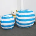 Housse de pouf en toile rayée bleu et blanc, sac de rangement pour jouets en peluche. - À Carreaux Bleu Ciel