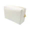 White PU Waterproof Makeup Bag Portable Travel Cosmetic Pouch Octagonal Toiletry Clutch - L / Shell Gold