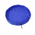 Portable round toy storage bag drawstring organizer waterproof folding mat for kids toys home use. - S / Blue