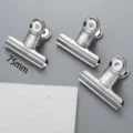 Stainless steel bulldog clips large heavy duty metal paper binder clamps 75mm pack of 3 - 75mm Round Head Steel Clips