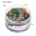 Colorful paper clips set in a clear round jar, 28mm size, 1000 pieces for office school. - Undivided Style / 28mm 1000 Pieces / Colorful