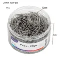 Metal paper clips 28mm 1000pcs set in clear jar, ideal for office school and daily stationery use. - Undivided Style / 28mm 1000 Pieces / Silver
