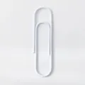 Large white plastic coated paper clip, minimalist metal office stationery and bookmark tool. - 33mm White